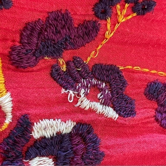 Free People Perfectly Victorian Floral Embroidered Boho Mini Dress Tomato XS - Picture 14 of 16